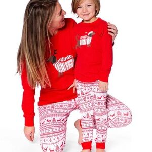 Deux par Deux Festive Red and White Pajama Set